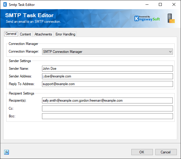 SMTP Task Editor